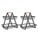 1/2pc 2 Tier Countertop Fruit Basket Portable High-Capacity Fruit Bowle Basket for Kitchen Organizer Storage & Dining Room Fruits Vegetable Bread Snacks, Detachable Metal Rectangle Basket Storage