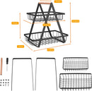 1/2pc 2 Tier Countertop Fruit Basket Portable High-Capacity Fruit Bowle Basket for Kitchen Organizer Storage & Dining Room Fruits Vegetable Bread Snacks, Detachable Metal Rectangle Basket Storage