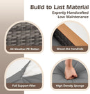 Patio Furniture Set 6 Pieces Outdoor Furniture Patio Conversation Sets with Ottoman PE Ratten Wicker Sectional Sofa Chair with Coffee Table for Outside Porch Poolside Deck