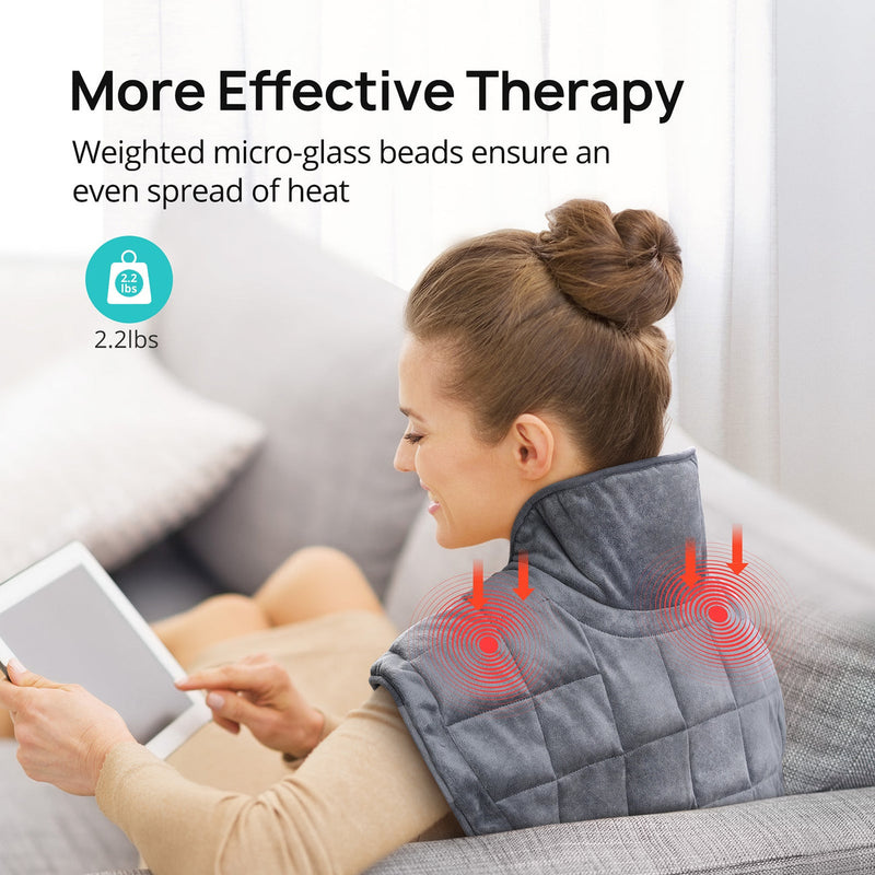 Extra Large Weighted Heating Pad for Neck and Shoulders with 4 Heat Modes