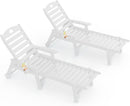 Outdoor Lounge Chair with Cup Holder, Outdoor Chaise Lounge with 6-Position Adjustable Backrest, HDPE Lounge Chair for Poolside, Patio, Deck & Backyard, Chaise Lounge