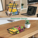 1/2pc 2 Tier Countertop Fruit Basket Portable High-Capacity Fruit Bowle Basket for Kitchen Organizer Storage & Dining Room Fruits Vegetable Bread Snacks, Detachable Metal Rectangle Basket Storage