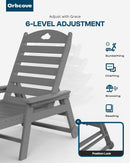 Outdoor Lounge Chair with Cup Holder, Outdoor Chaise Lounge with 6-Position Adjustable Backrest, HDPE Lounge Chair for Poolside, Patio, Deck & Backyard, Chaise Lounge