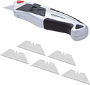 Heavy Duty Retractable Utility Knife with 3-Position Locking Blade, Auto-Load, Ergonomic Handle, 5 Replacement Blades