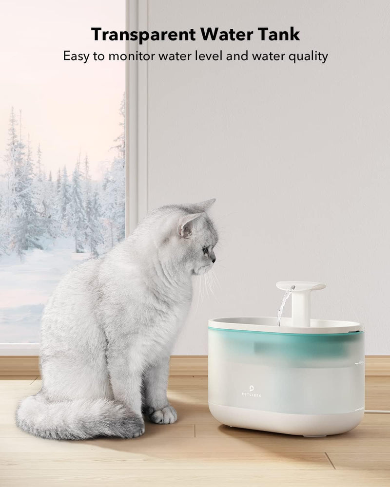 Cat Water Fountain with Two Flow Modes and 4 Large Filters, 71fl oz/2.1L Pet Water Fountain, BPA-Free