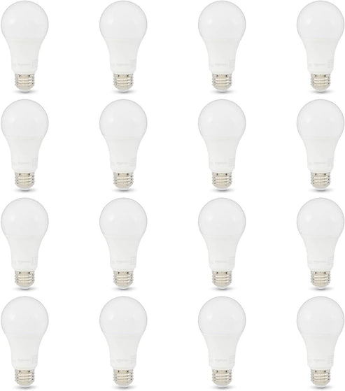 A19 LED Light Bulb, 10,000 Hour Lifetime, Non-dimmable Warm White 3000K (16-Pack)