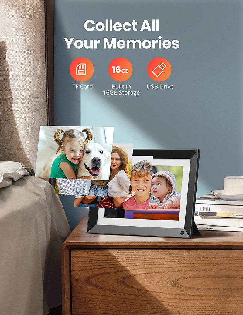 Evatronic 10.1-Inch Digital Picture Frame with Wi-Fi, Free App, Touch Screen, and 16GB Storage