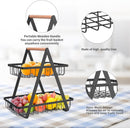 1/2pc 2 Tier Countertop Fruit Basket Portable High-Capacity Fruit Bowle Basket for Kitchen Organizer Storage & Dining Room Fruits Vegetable Bread Snacks, Detachable Metal Rectangle Basket Storage