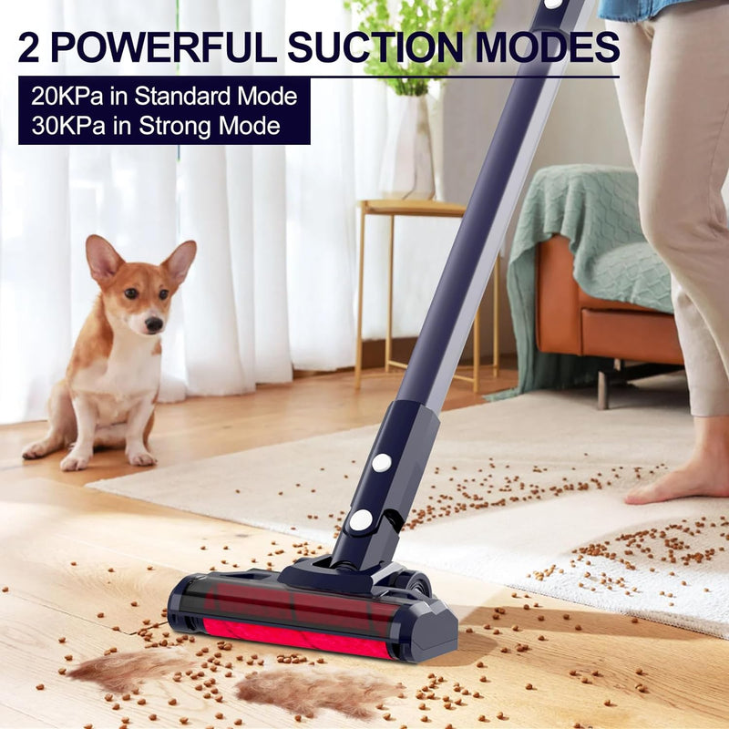 Lightweight Cordless Vacuum Cleaner with Motorized Floor Brush and LED Headlight