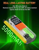 Portable Air Compressor Rechargeable 5,000 mAh Li-Battery Cordless Tire Inflator 150 PSI Pressure for Vehicles Bikes with Digital Pressure Gauge Preset Pressure Auto-Stop Electric Air Pump