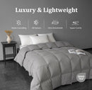 Luxury Feather Fiber Down Comforter Queen Size, All Seasons Duvet Insert, Ultra-Soft Bed Comforters Hotel Collection, Fluffy Medium Warmth, (90x90, Grey)