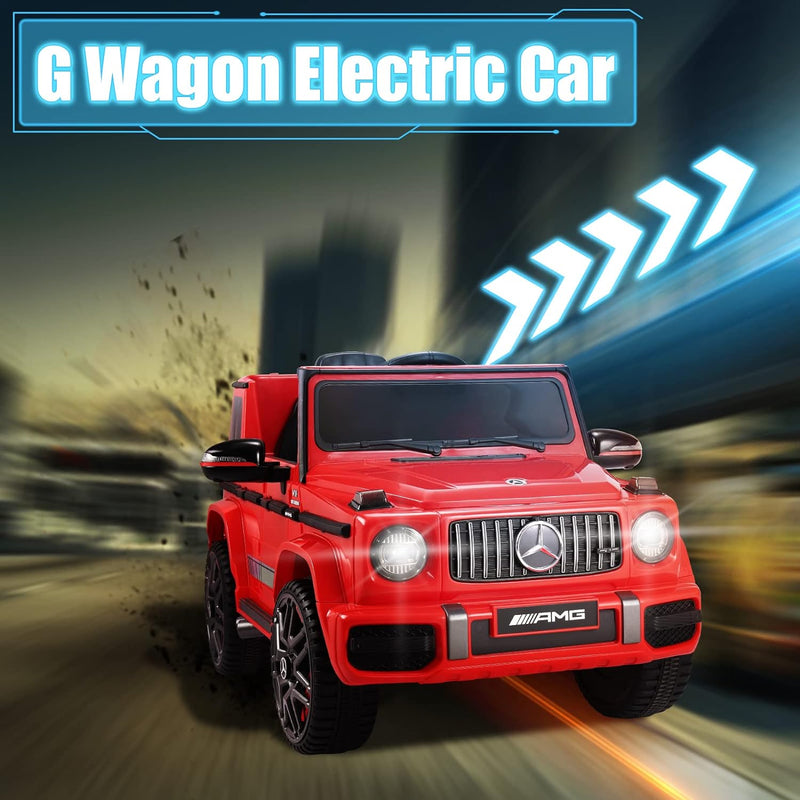 AMG G-Wagon Licensed Kids Ride-On Car with Parent Control, Music Player, Safety Belt, & Suspension System