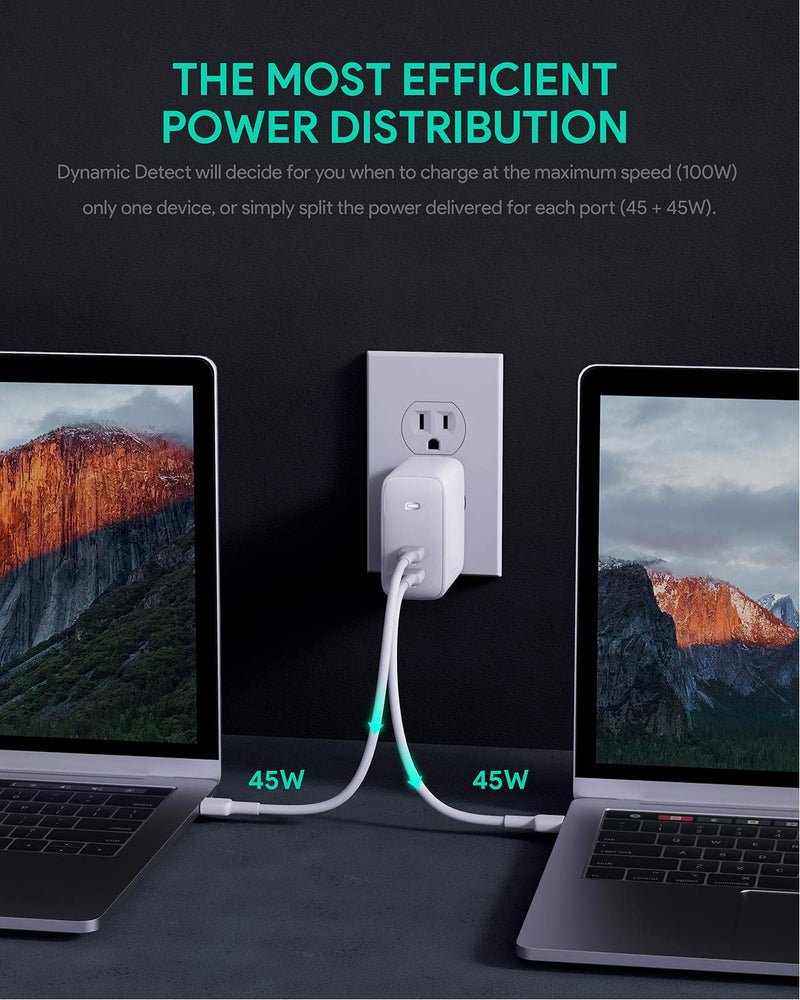 Aukey Omnia Series 100W 2-Port GaN Charger with USB-C PD
