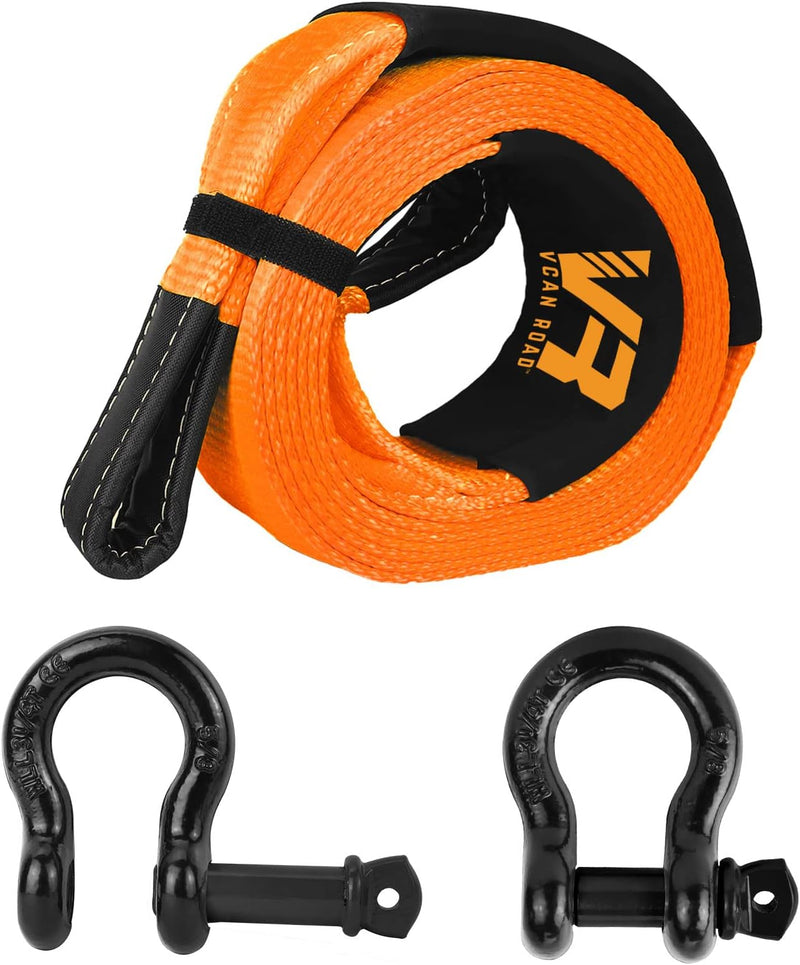 Heavy Duty Nylon Tow Strap with Hooks for Vehicle Recovery up to 20,000lbs Capacity