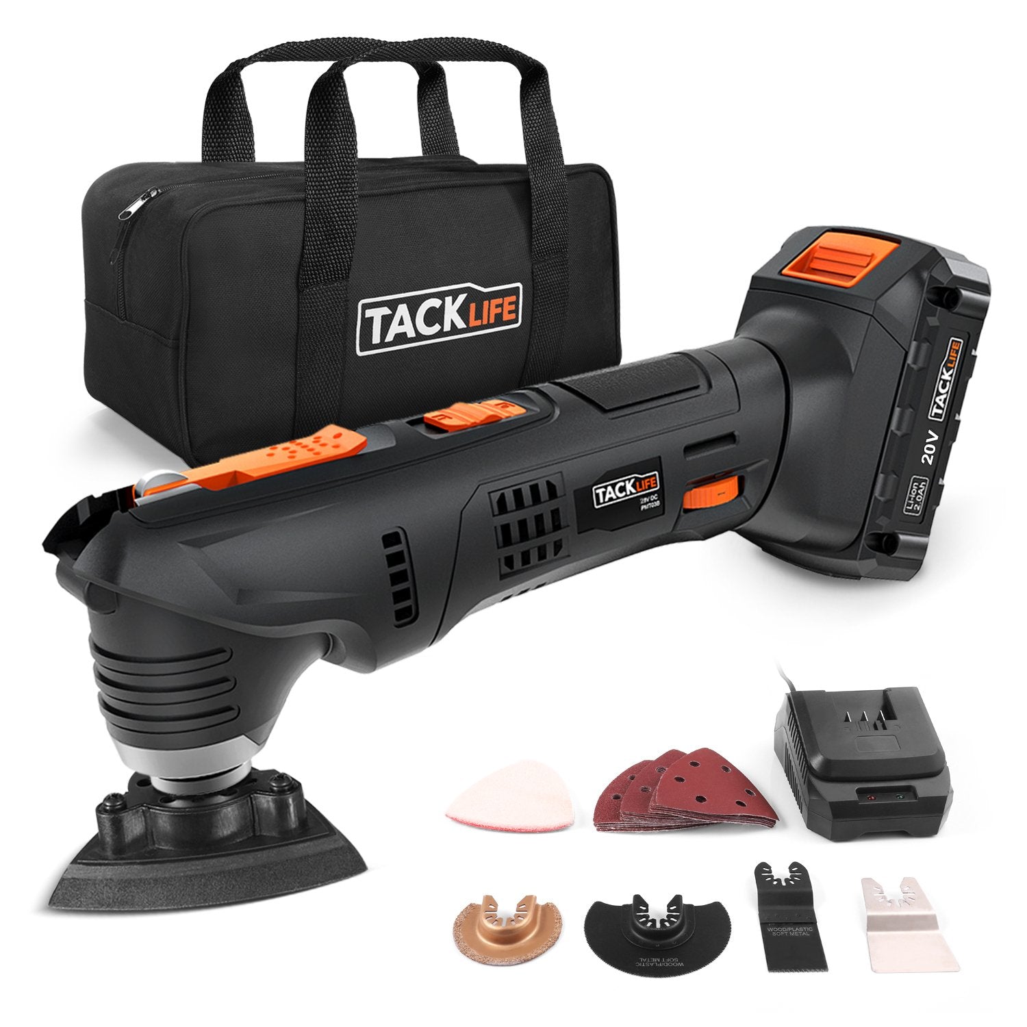 TACKLIFE 20V 2A Max Reciprocating Saw with Lithium Battery & Charger, 2  Blades(6TPI for Wood, 24TPI for Metal) and LED Light, 0~3000SPM Variable  Speed - DRS01A 