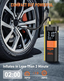 Portable Air Compressor Rechargeable 5,000 mAh Li-Battery Cordless Tire Inflator 150 PSI Pressure for Vehicles Bikes with Digital Pressure Gauge Preset Pressure Auto-Stop Electric Air Pump