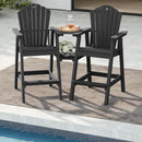 Tall Adirondack Chairs Set of 2 with 2-Layer Connecting Table, HDPE Bar Height Outdoor Table and Chairs with Umbrella Hole, All Weather Outdoor Bar Stools for Patio, Deck, Yard