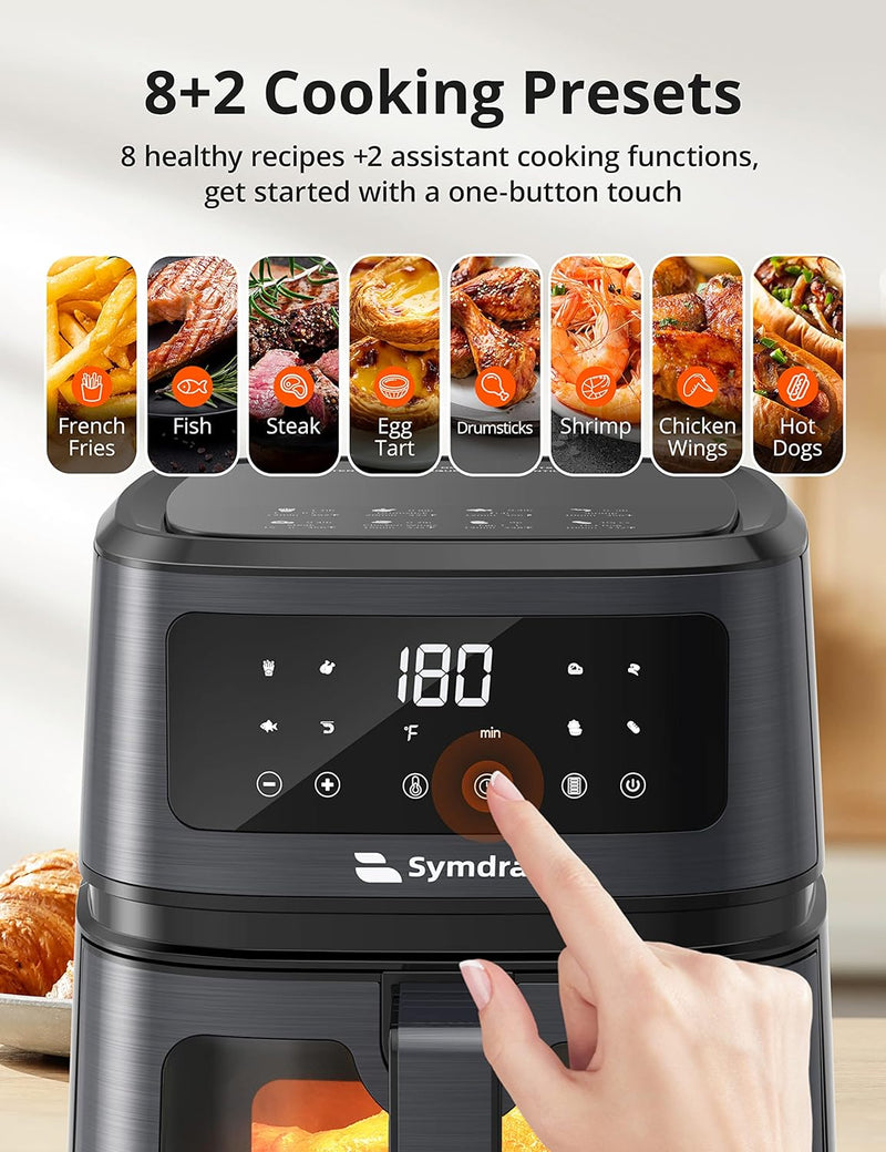 8-in-1 Air Fryer with 5.3 Quart Capacity, Visible Cooking Window and LCD Touch Screen