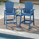 Tall Adirondack Chairs Set of 2 with 2-Layer Connecting Table, HDPE Bar Height Outdoor Table and Chairs with Umbrella Hole, All Weather Outdoor Bar Stools for Patio, Deck, Yard