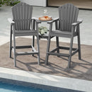 Tall Adirondack Chairs Set of 2 with 2-Layer Connecting Table, HDPE Bar Height Outdoor Table and Chairs with Umbrella Hole, All Weather Outdoor Bar Stools for Patio, Deck, Yard