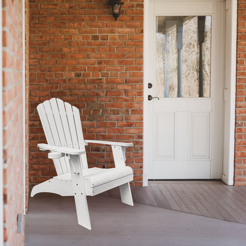 Oversized Adirondack Chair with Cup Holder Made from Weather-Resistant Poly Lumber