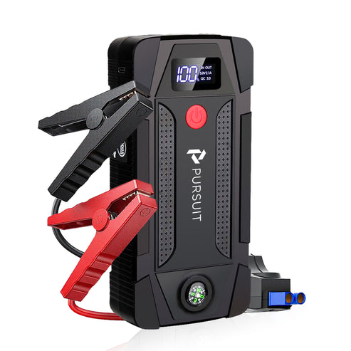 Pursuit UltraSafe Smart Jump Starter & Power Bank with Emergency Light & Compass for 6.0L Gasoline or 3.0L Diesel Cars and Trucks