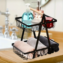 1/2pc 2 Tier Countertop Fruit Basket Portable High-Capacity Fruit Bowle Basket for Kitchen Organizer Storage & Dining Room Fruits Vegetable Bread Snacks, Detachable Metal Rectangle Basket Storage