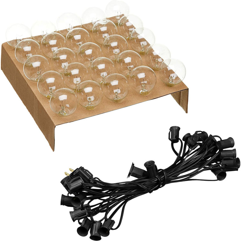 Amazon Basics 25-Foot Patio String Lights with 25 Clear G40 Globe Bulbs