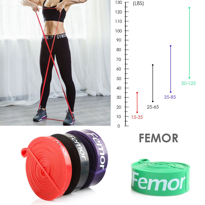 4x Exercise Bands Latex Resistance elastic Band -Pull Up Assist Bands Fitness