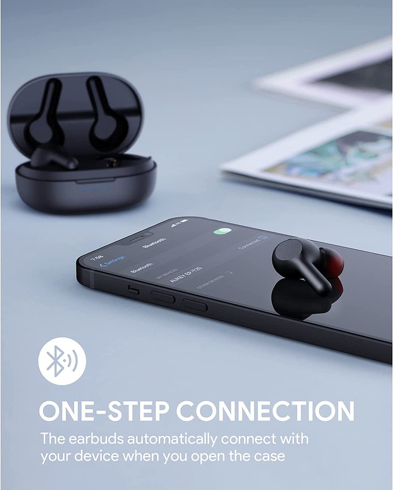 True Wireless Earbuds, Bluetooth 5 Headphones, USB-C Quick Charge, IPX5 Waterproof, 25H Playtime, One-Step Pairing, Hi-Fi Stereo Earphones - Rack To Door