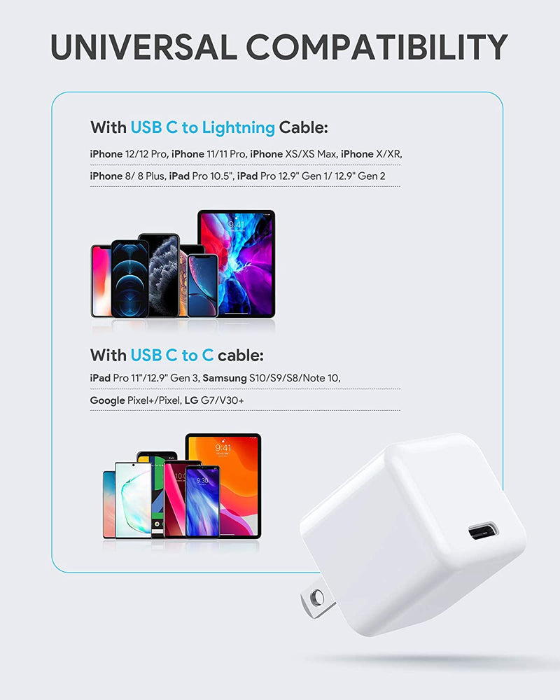 USB C Charger, 2-Pack Mini 20W Fast Type C Wall Charger with PD 3.0 - Rack To Door