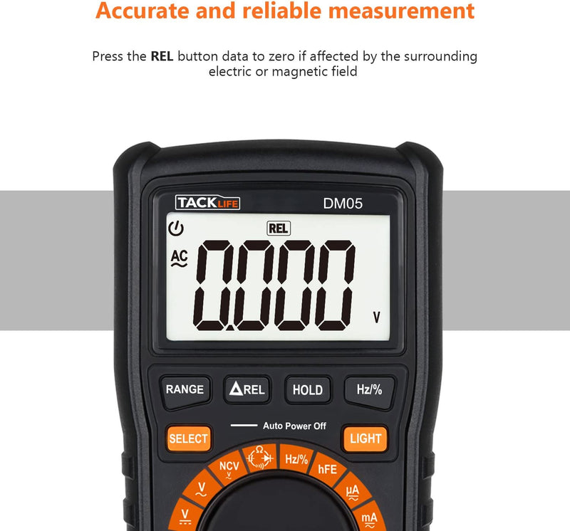 Digital Multimeter TRMS 6000 Counts, LED Intelligent Indicator Jack