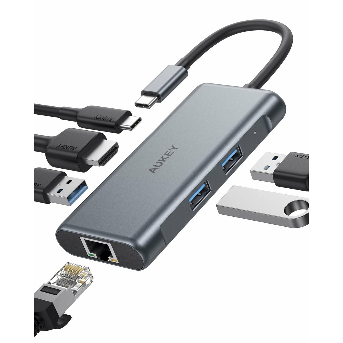 død Tidsserier uddannelse AUKEY CB-C75 USB C Hub Adapter | Rack to Door