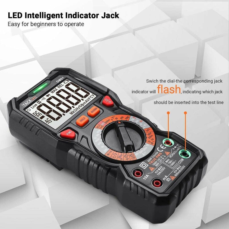 Digital Multimeter TRMS 6000 Counts, LED Intelligent Indicator Jack - Rack To Door