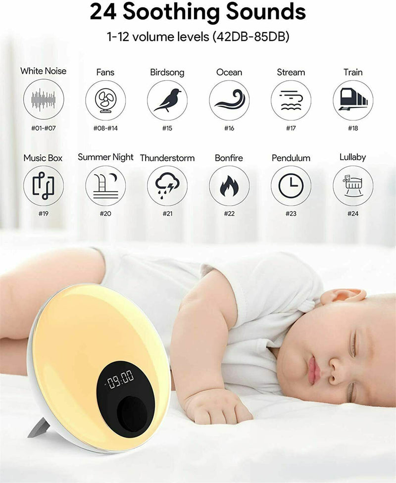 2-in-1 Sleep Therapy Lamp with Non-Looping Natural & White Noise Sounds + LED Lighting