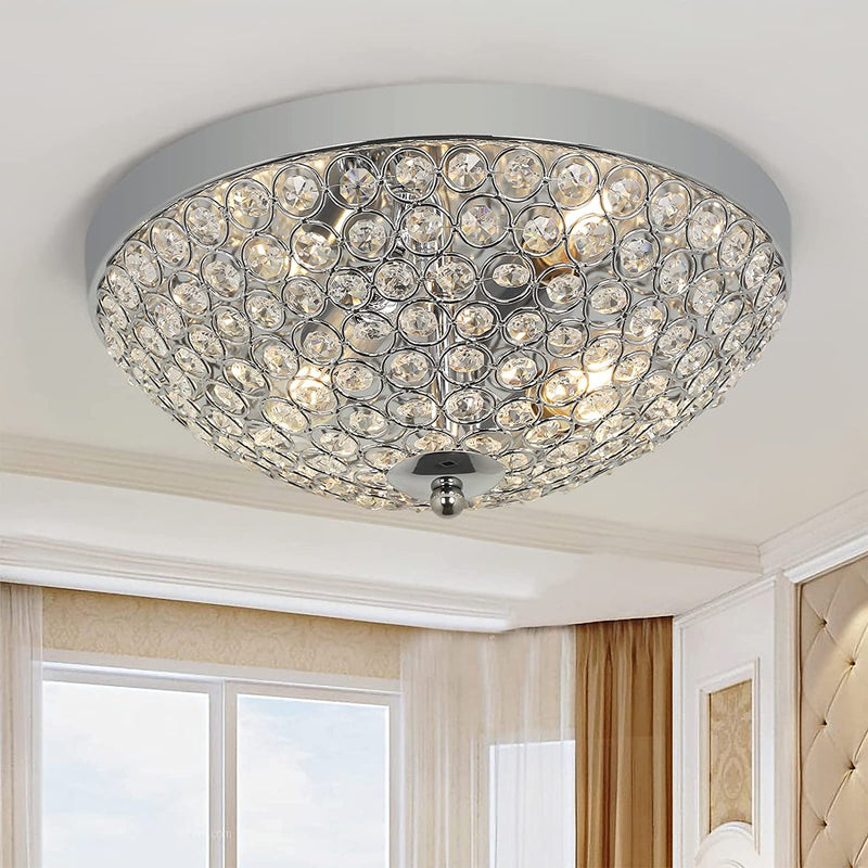 Modern Crystal Ceiling Light, 2-Light Small Chandelier Close To Ceiling Light Fixtures