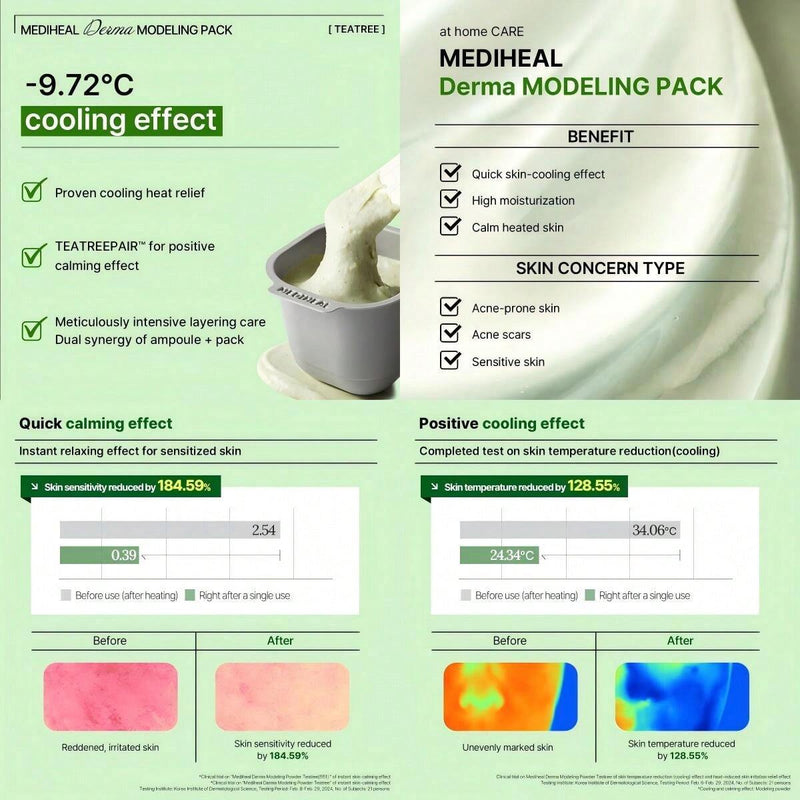 Mediheal Derma Modeling Pack Set-Vitamin Brightening, Collagen Firming, Madecassoside Blemish, Hyaluronate Moisture, Teatree Calming, Easy DIY Home Spa Kits, Hydrating Icy Jelly Mask For Skin Refreshment