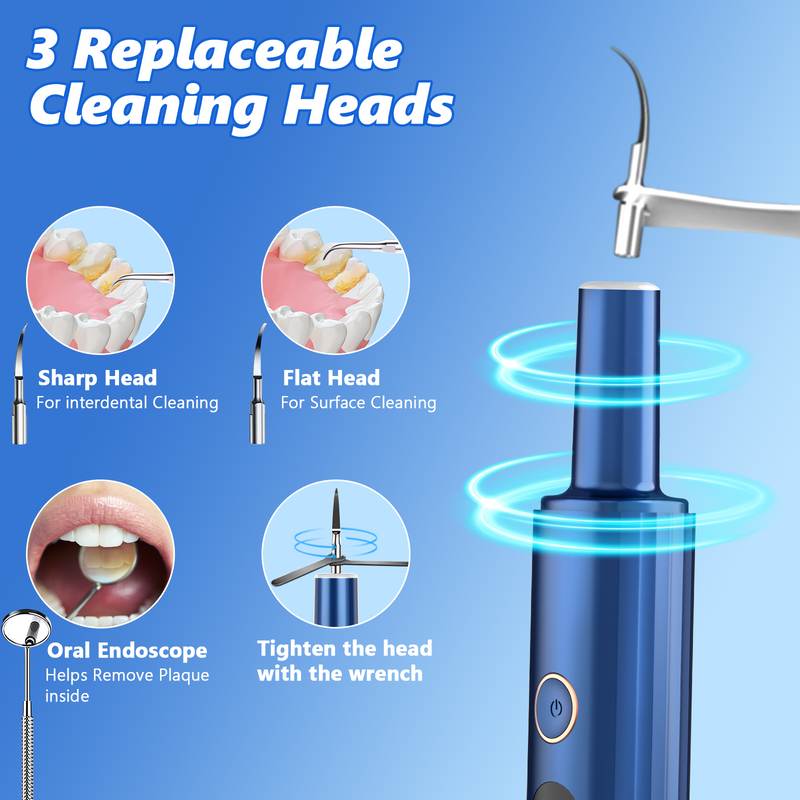 Electric Plaque Remover for Teeth, Rechargeable Teeth Cleaning Kit with 4 Modes
