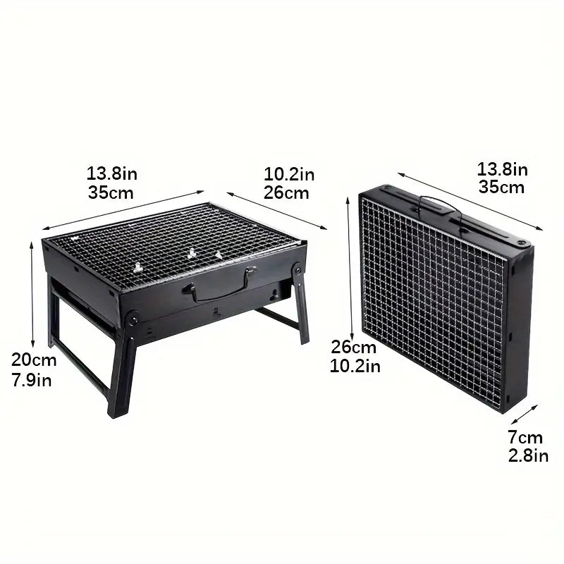 Folding Portable Barbecue Charcoal Grill (13.8" x 10.2" x 7.9")