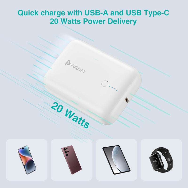 PURSUIT 10,000mAh Ultra-Compact Power Bank with Recycled Plastic Housing and Plastic-Free Packaging