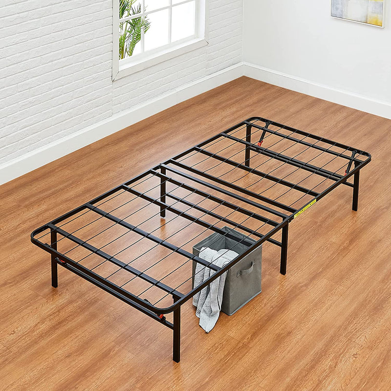Amazon Basics Foldable Metal Bed Frame with Tool Free Setup & No Box Spring Needed- 14" Tall Sturdy Steel Frame (Twin XL)