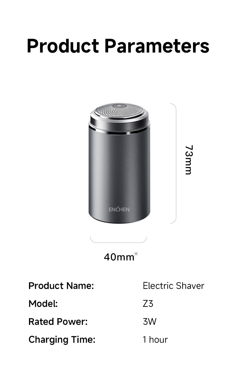 Z3 Portable Waterproof Electric Travel Shaver with 6-Blade System