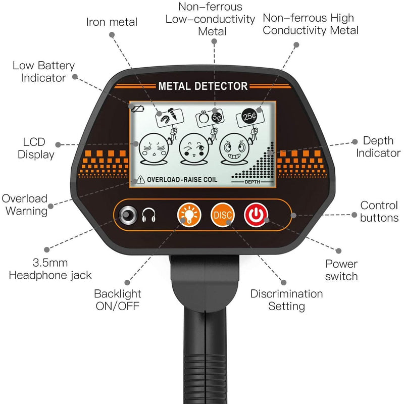 Metal Detector, Metal Finder with All-metal and Disc Modes, High Accuracy, Low Battery Indicator