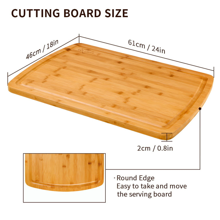 Bamboo Cutting Board Set For Kitchen Serving Chopping Boards Wooden Wood US