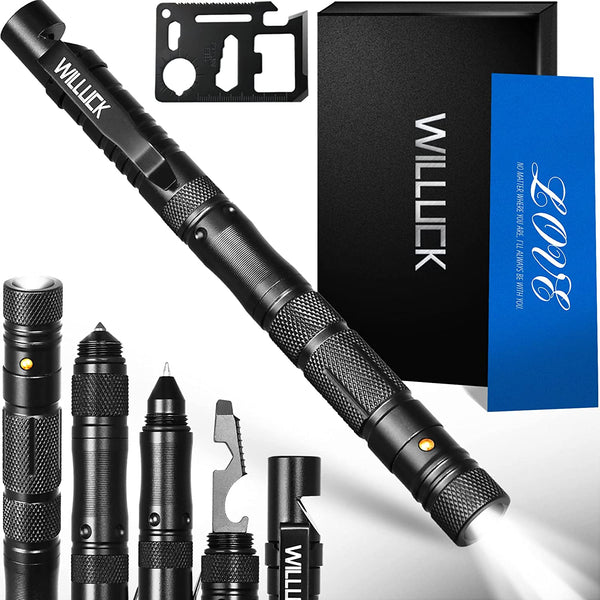 All-in-One Tactical Pen With LED Flashlight + FREE Bonus Wallet Card Multi-Tool
