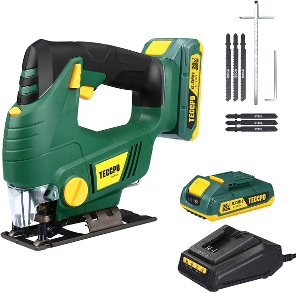 20V MAX Cordless Jigsaw with Variable Speed Control + 2.0Ah Battery, Charger & 6 Blades