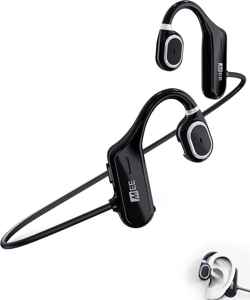 MEE audio AirHooks Open Ear Headphones - Lightweight, Comfortable, Sweatproof Wireless Bluetooth Earbuds with Mic and High Audio Clarity Let You Hear Your Surroundings for Safer Workouts and Running