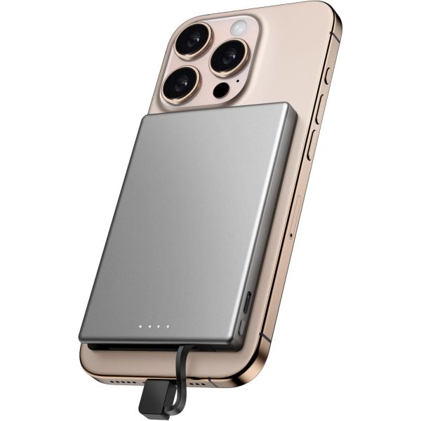 5000mAh Magsafe Power Bank Charger with Built-In USB C or Lightning Cable