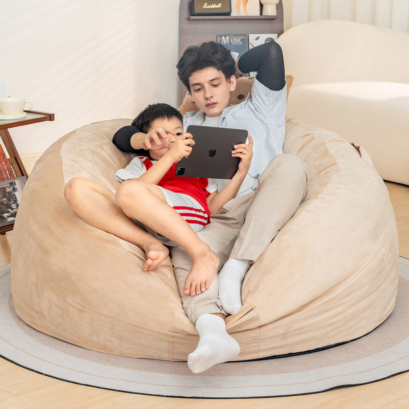 Bean Bag Chair: Giant 5' Memory Foam Furniture Bean Bag Chairs for Adults with Microfiber Cover 5Ft (Black)
