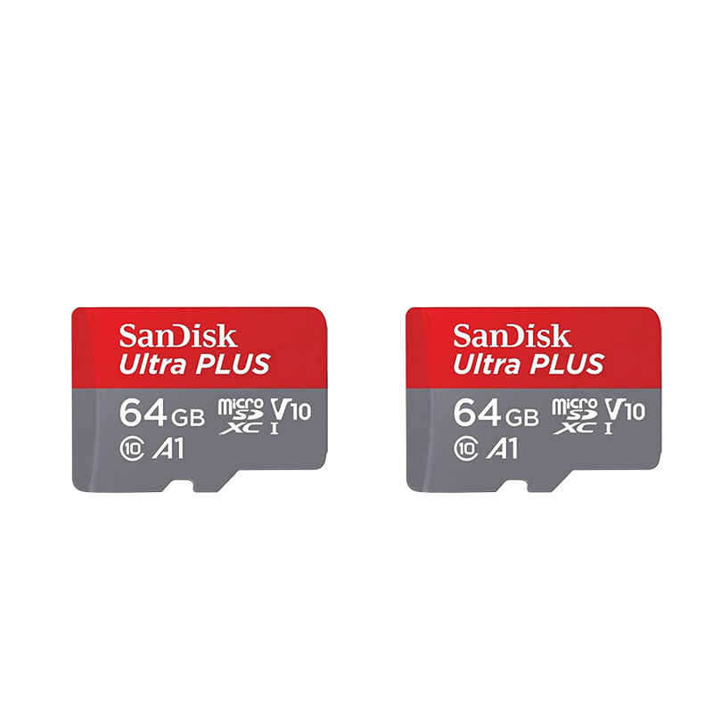 Sandisk Ultra Plus 64GB MicroSDXC UHS-I Card with Adapter 130MB/s Class 10 U1 A1